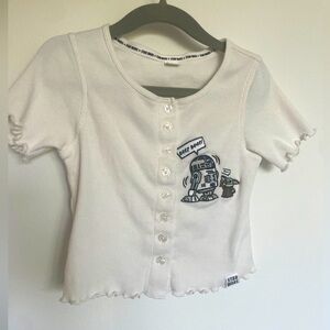 Star Wars Kids 3T Cream Button-Up Shirt with R2-D2 Design- from Disney Asia!